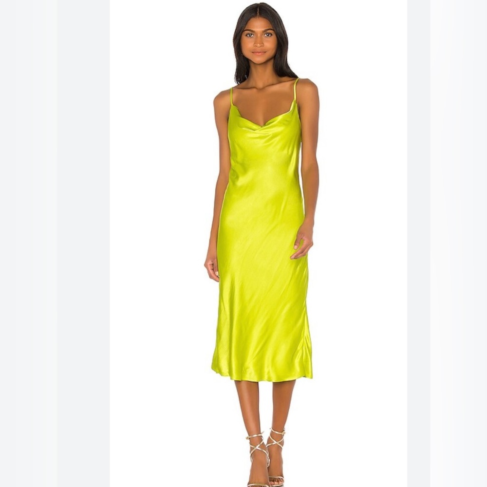 Bardot. Sharnie Slip Dress, neon green. Size Medium.
